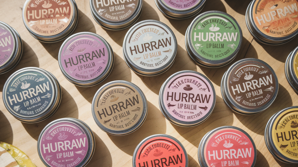 Collection de baumes à lèvres Hurraw aux différents parfums naturels