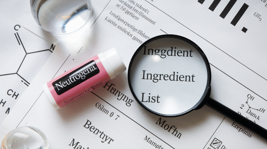 Composition du stick lèvres Neutrogena sous la loupe avec analyse des substances controversées