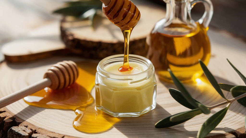 Baume à lèvres naturel fait maison avec miel et huile d'olive