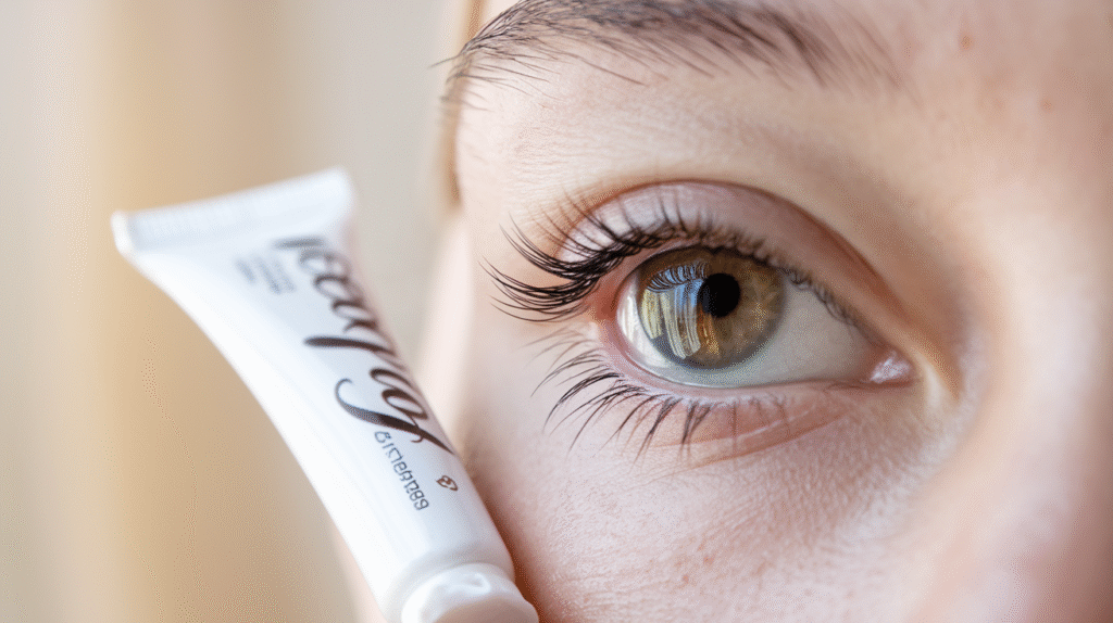 Application de baume à lèvres sur les cils avec un applicateur