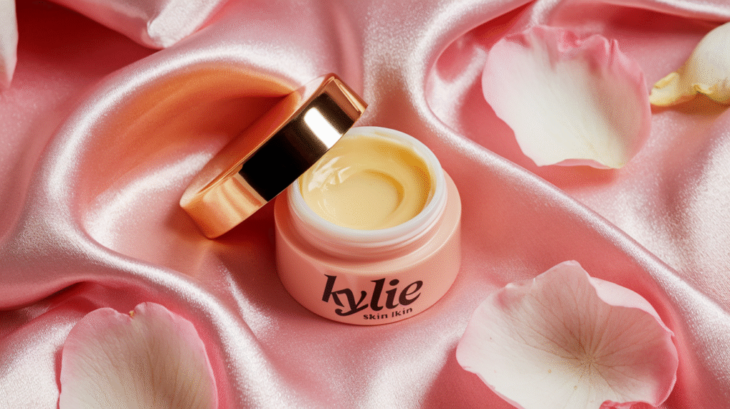 Baume à lèvres Kylie Skin avec sa texture crémeuse et son pot élégant