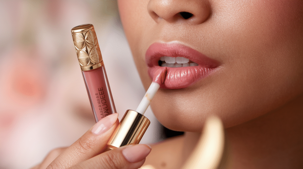 Baume à lèvres révélateur de couleur Estée Lauder en application