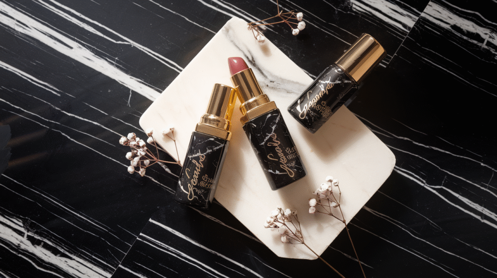 Huiles à lèvres Clarins x The Kooples en édition limitée avec leur design marbré exclusif